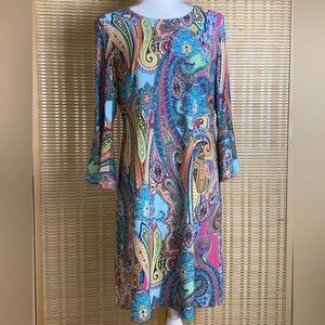 Tommy Hilfiger Jaipur Matte Jersey Paisley Sheath Dress Y2K Retro Size 8